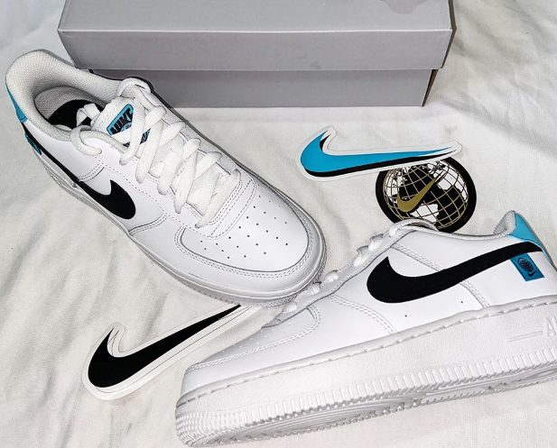 nikeairforce1黑钩蓝尾大童款板鞋