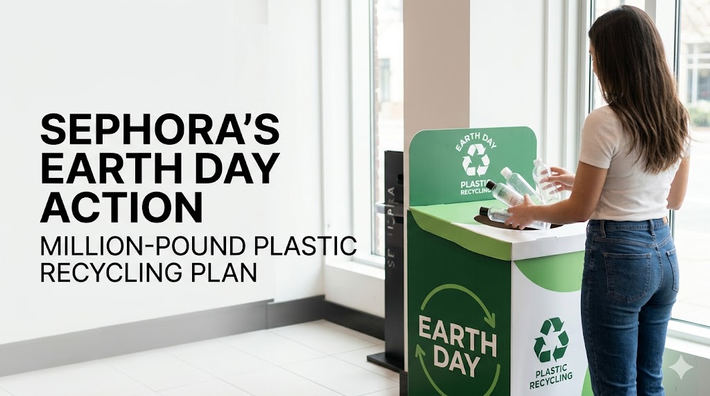 Sephora and Saie Beauty Earth Day Plastic Recycling Campaign In-Store Sephora and Saie Beauty Earth Day Plastic Recycling Campaign In-Store
