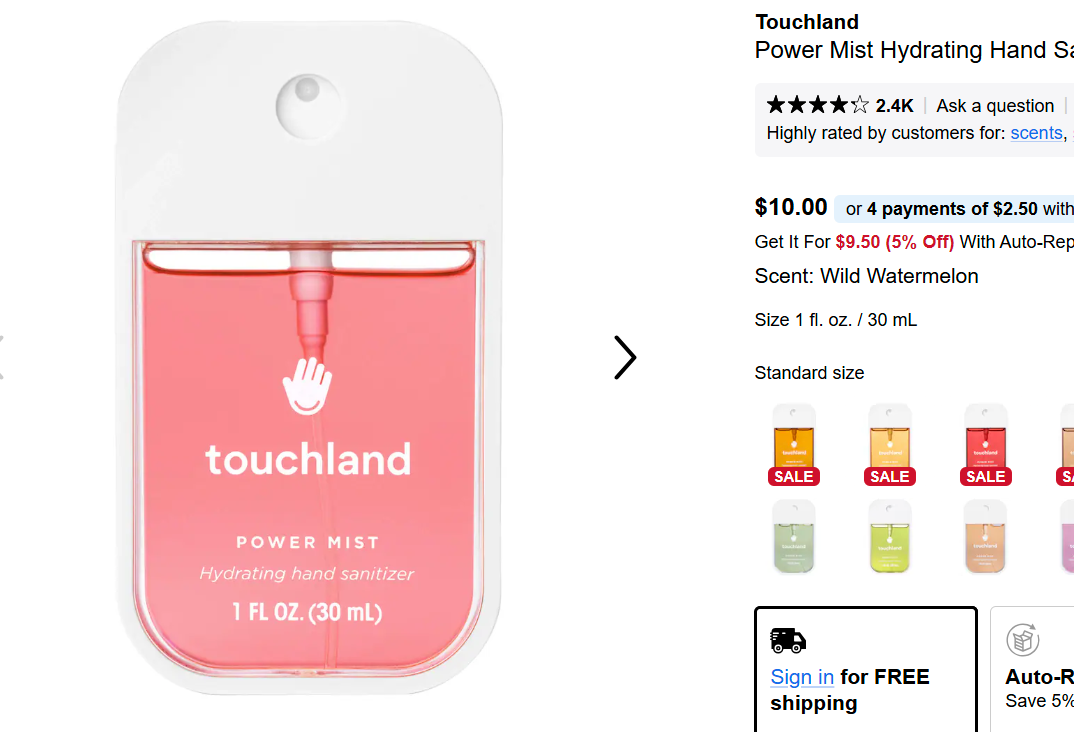 Touchland Power Mist Sanitizer Sale Touchland Power Mist Sanitizer Sale