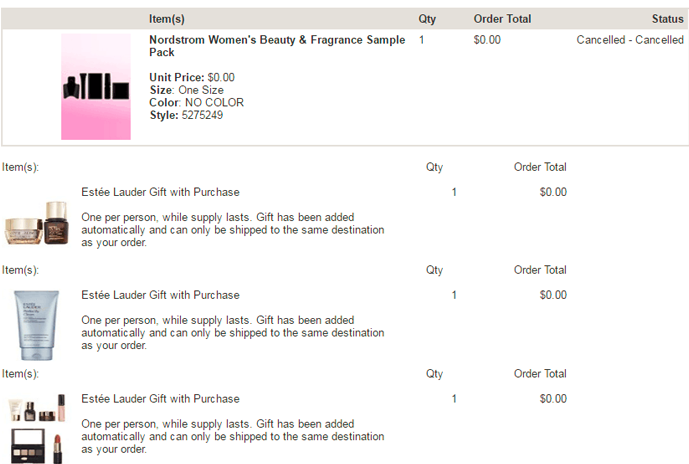 nordstrom买estée lauder满$35送正装洁面三件套