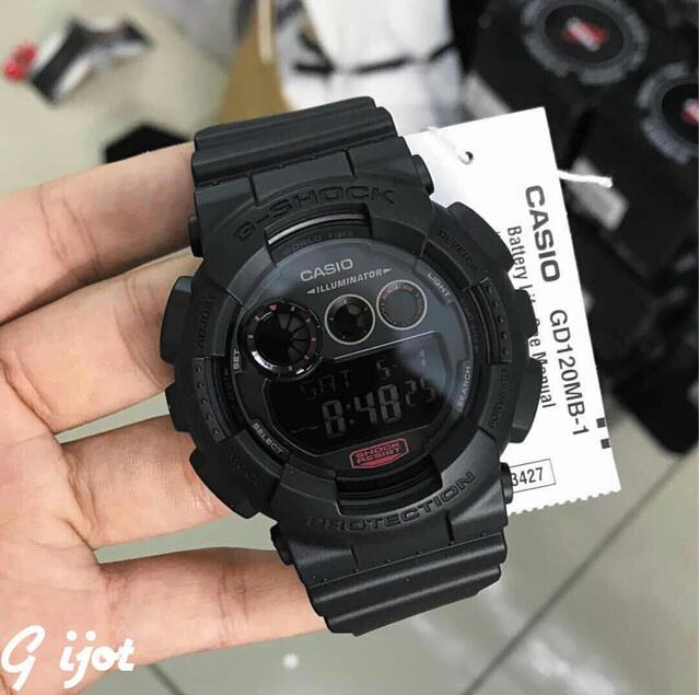 casio卡西欧 g-shock 系列全黑抗震双显运动腕表gd120