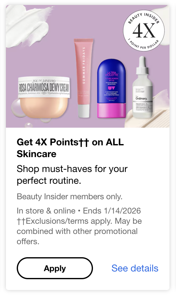 Sephora 4X Points on Skincare Event Banner Sephora 4X Points on Skincare Event Banner