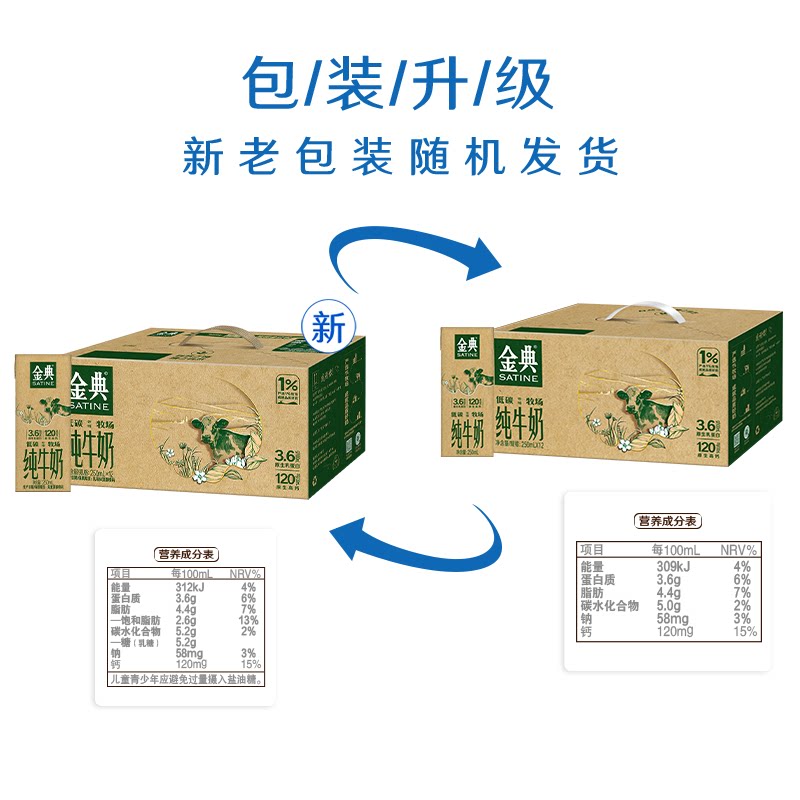 金典旗舰店纯牛奶250ml*12盒*2箱伊利牛奶送礼优质蛋白