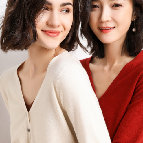 39.9元包邮！鄂尔多斯V领针织纯色开衫