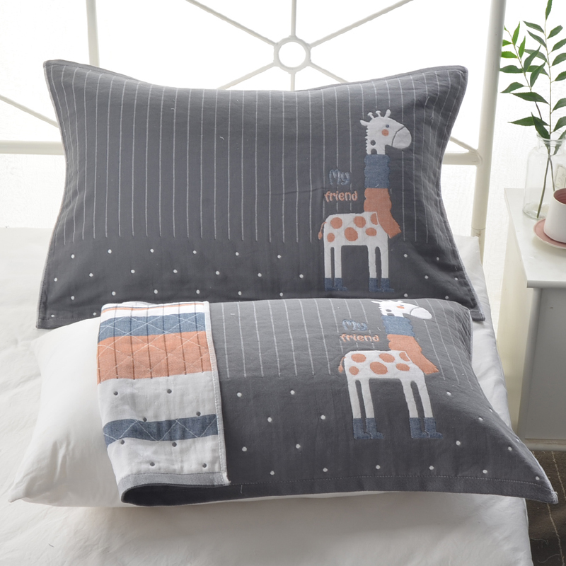 全棉纯棉纱布加大加厚枕头巾一对装