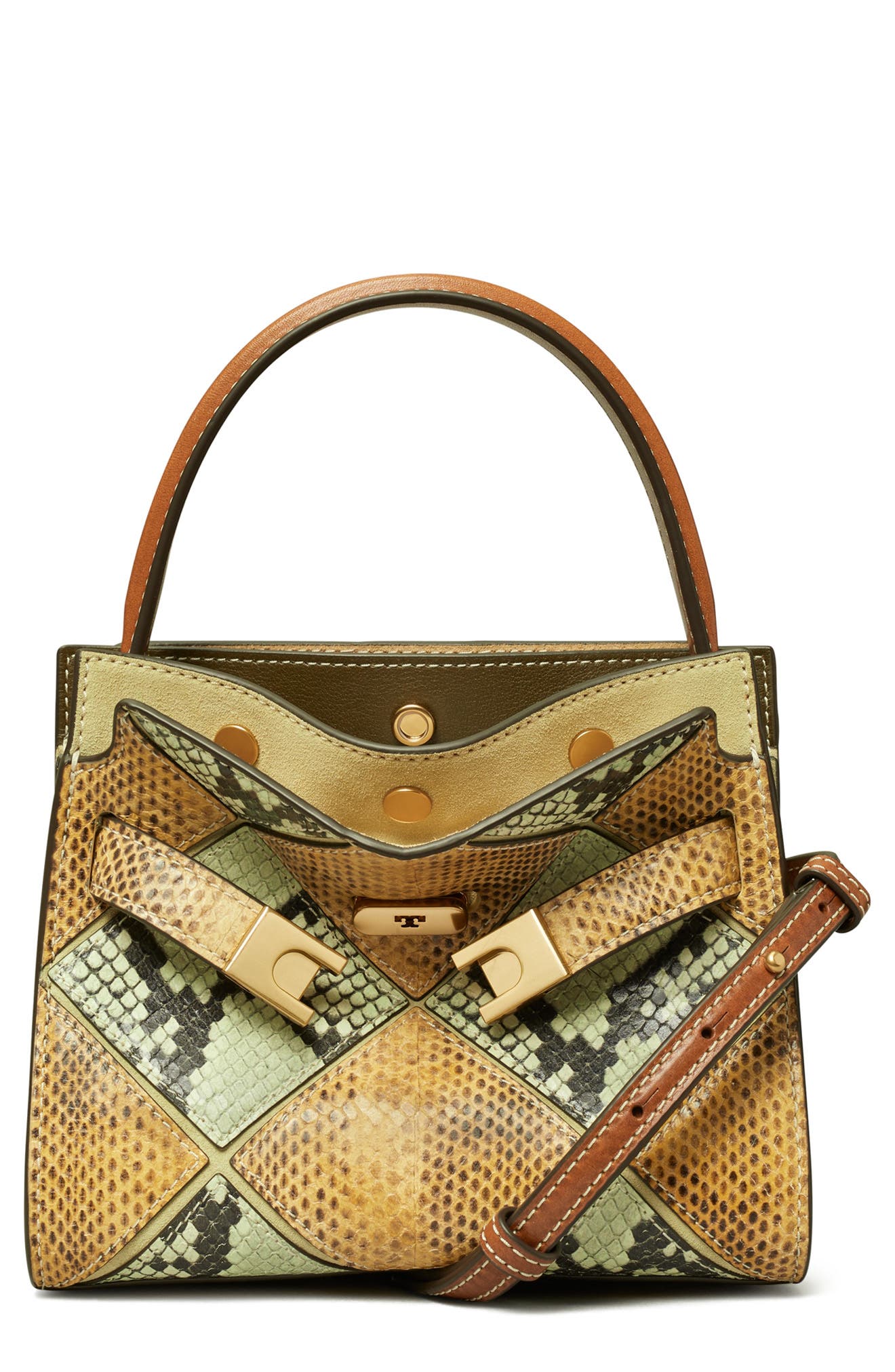 Tory Burch Small Lee Radziwill Diamond Exotic Leather Double Bag