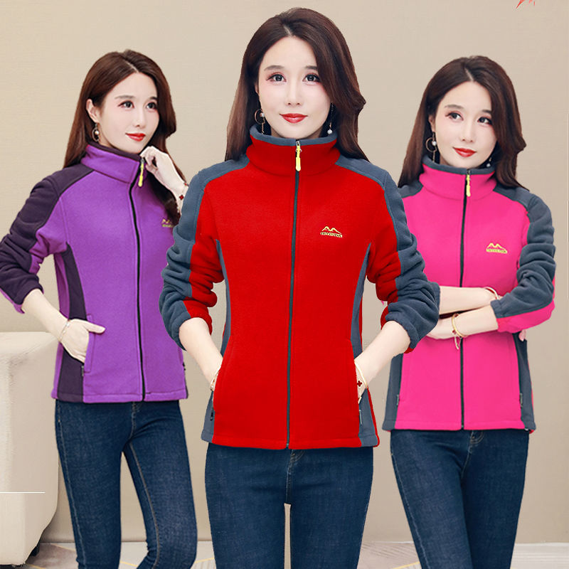 抓绒衫女士秋冬款卫衣加绒加厚开衫外套