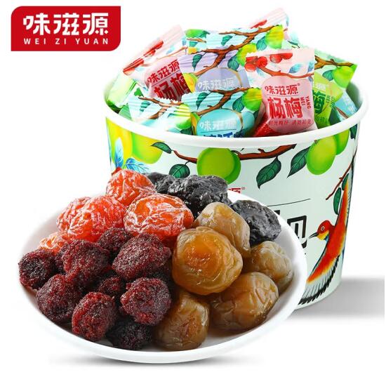 16.9元包邮！味滋源 蜜饯果干好久梅见梅桶大礼包320g