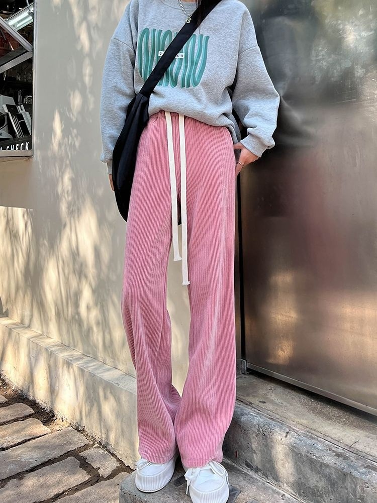 超显瘦！蛇骨纹阔腿裤高腰休闲裤