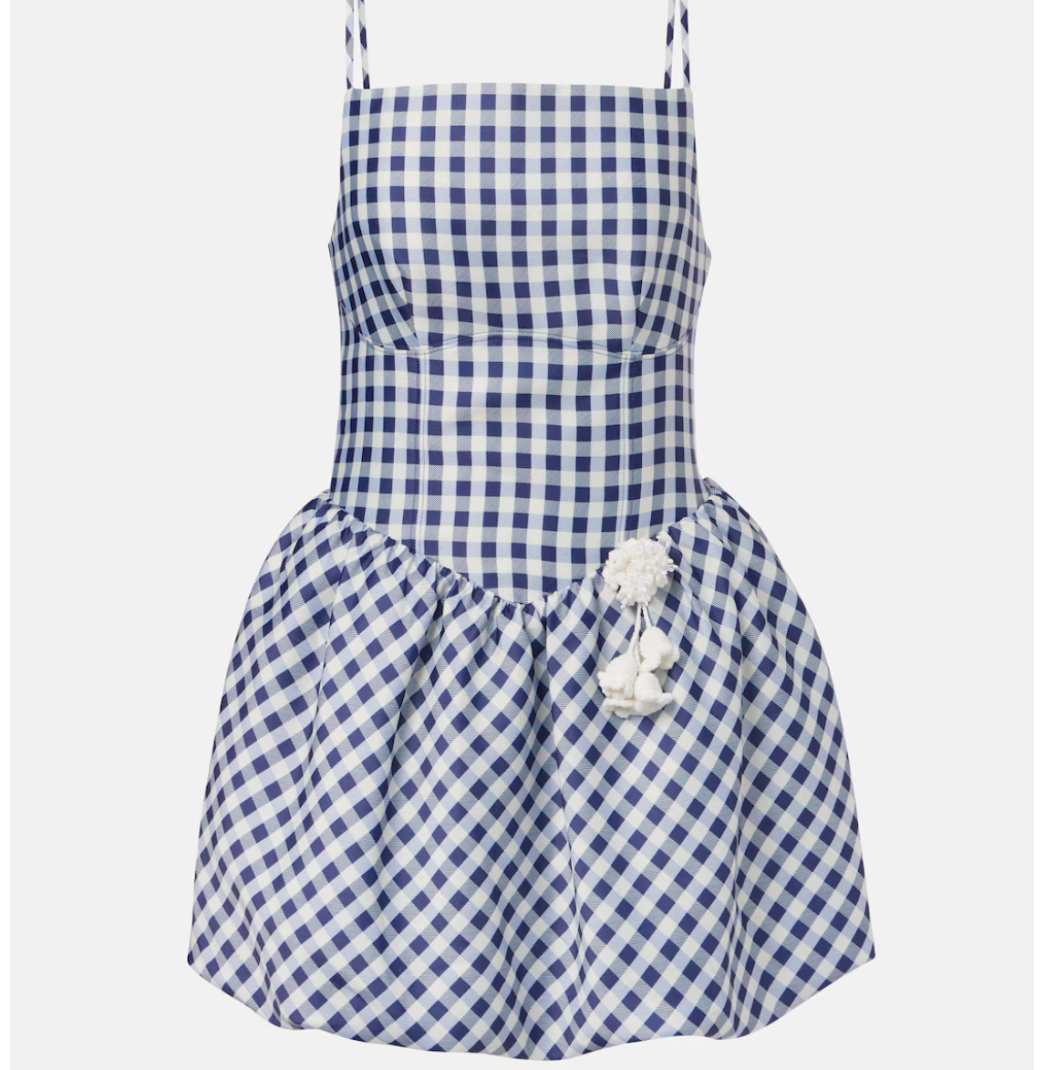 赵美延同款Self-Portrait蓝白格纹花朵吊带裙4折特惠