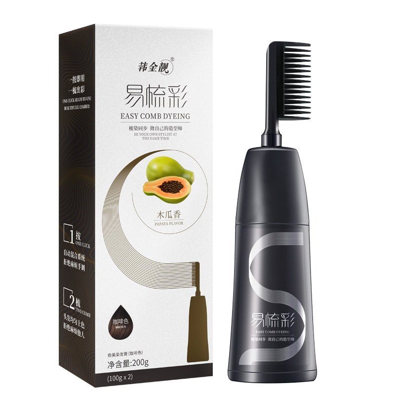 【韩金靓】梳彩染发剂植物染发膏200g