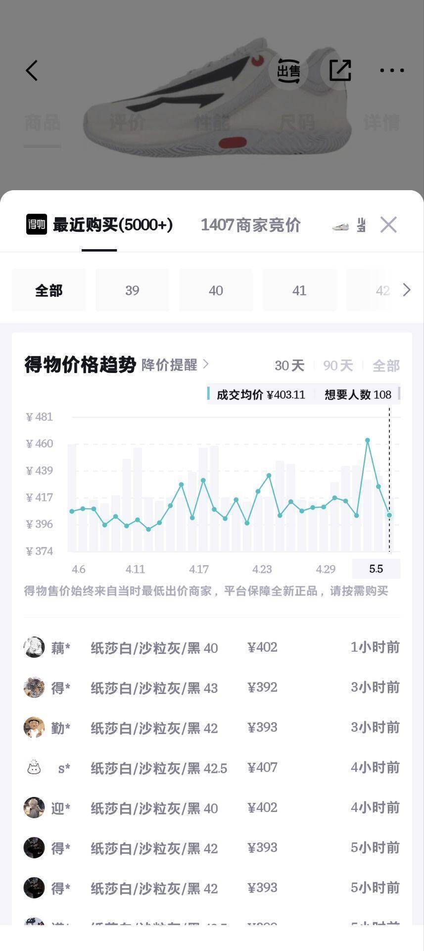 安踏先驱欧文史低反20到手价237元，得物溢价400+速抢