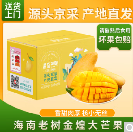 21.9元！京鲜生 海南金煌芒果 9斤装 单果200g+（需凑单）