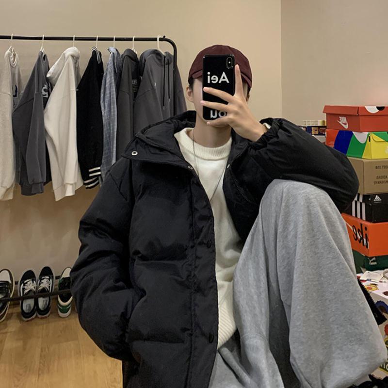 港仔文艺男宽松连帽棉服