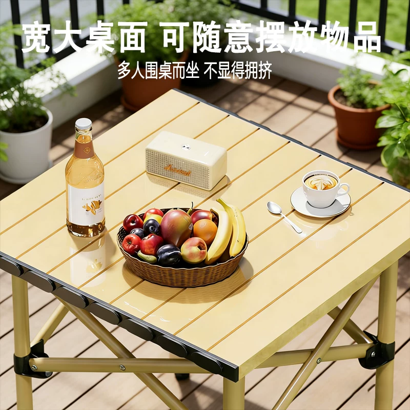 加厚碳钢户外折叠野餐桌方桌53cm送收纳包
