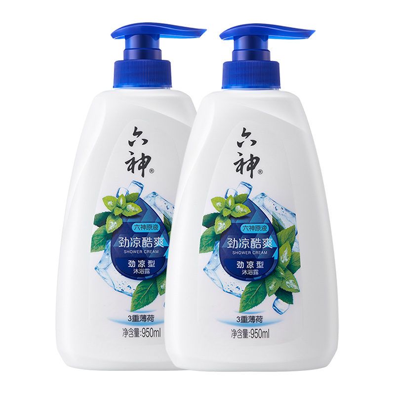 拍2件！六神三重薄荷沐浴露950ml*4