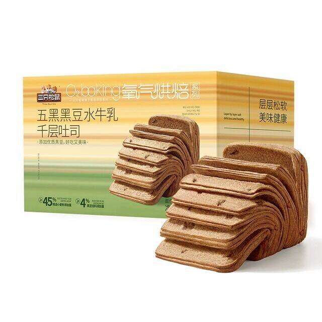 三只松鼠五黑黑豆水牛乳千层吐司800g 最终到手价15元
