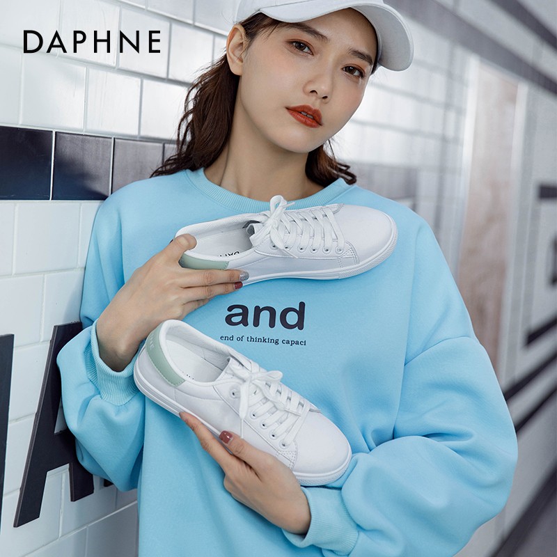 【JD旗舰店】达芙妮（DAPHNE）低帮百搭小白鞋女 