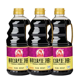 9.9元包邮！巧媳妇 鲜味生抽 800ml*3瓶