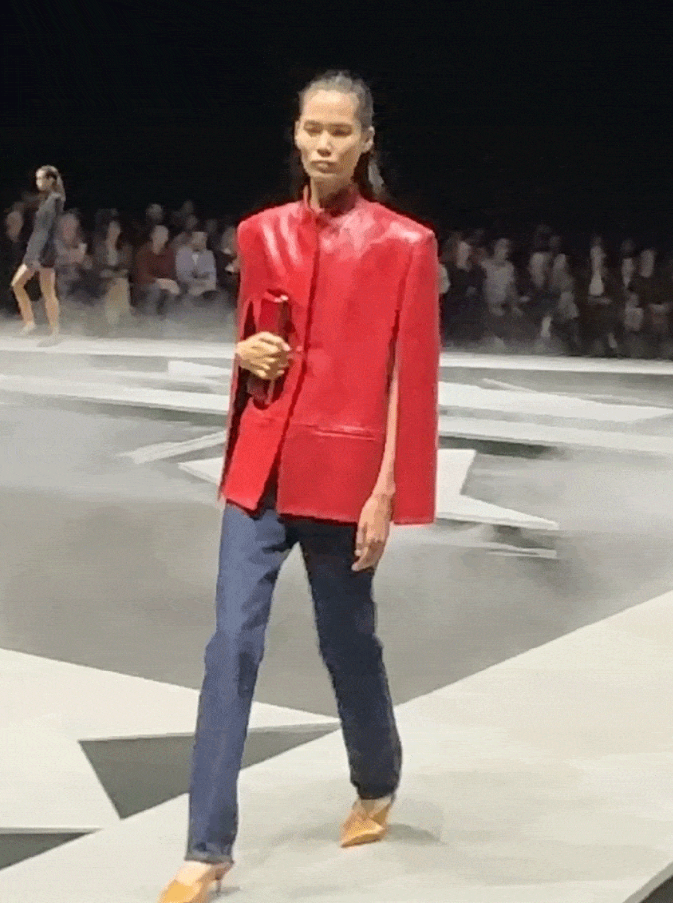 Khaite Dolso Cape-Sleeve Leather Jacket in premium lambskin