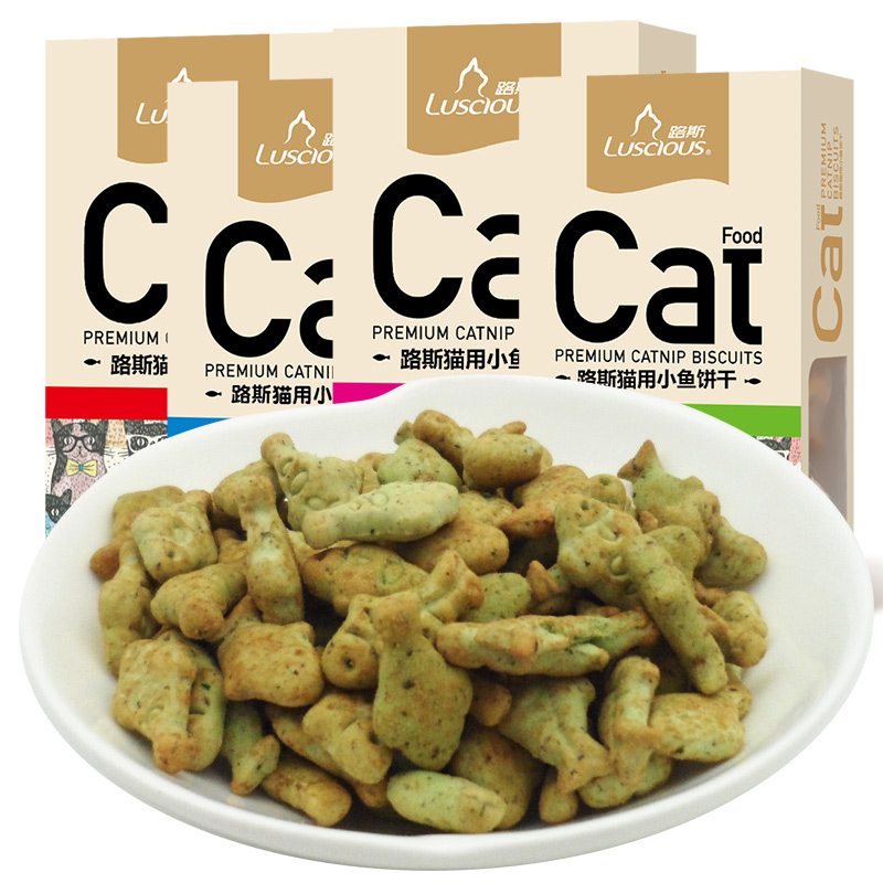 【路斯旗舰店猫用薄荷小鱼饼干*4