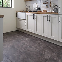 GoodHome Slate Black Tile effect Laminate 地板