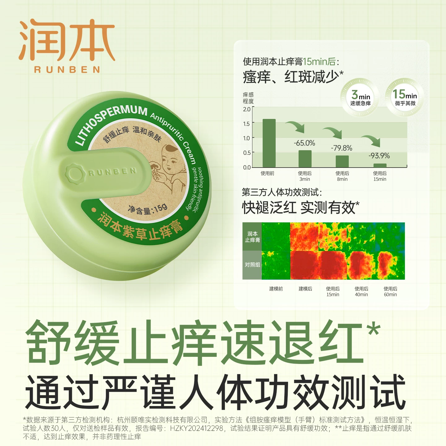 润本紫草膏婴儿专用止痒膏儿童宝宝蚊子虫子叮咬清凉舒缓非青草膏