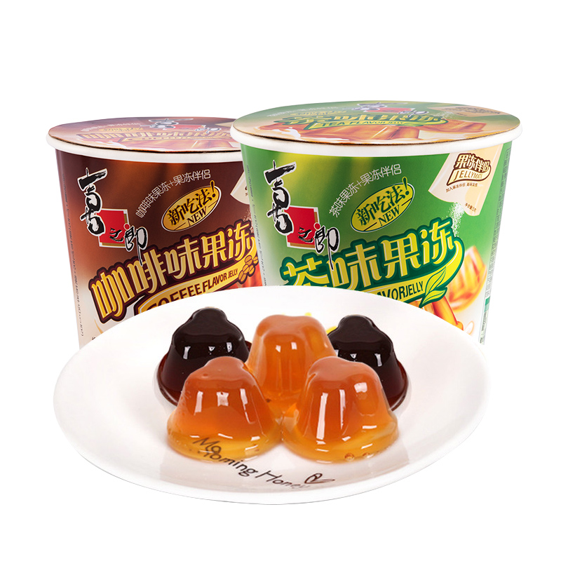 【官方旗舰店】喜之郎 茶味咖啡果冻 粘粉布丁 117g*6桶装