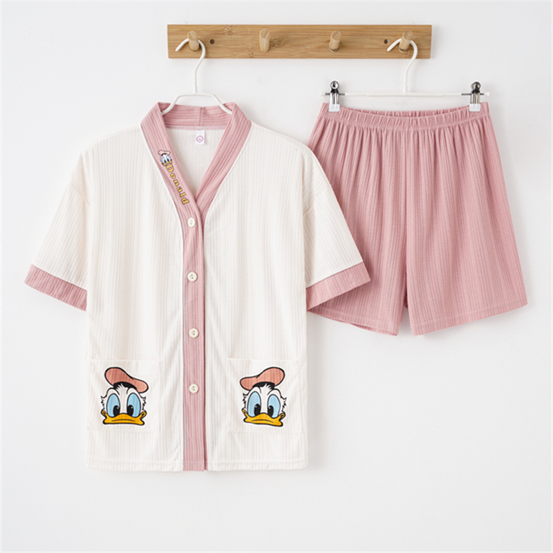 顶瓜瓜开衫款纯棉短袖短裤睡衣套装