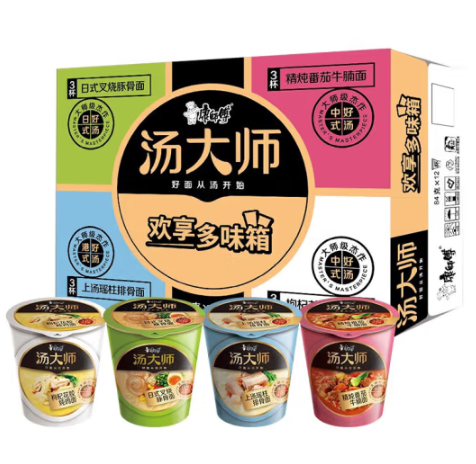 33.9元包邮！康师傅 汤大师系列方便面 84g*12杯（含赠）