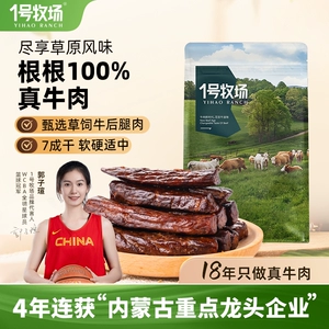 1号牧场手撕牛肉内蒙古风干牛肉干正宗草原特产健身零食250g散称