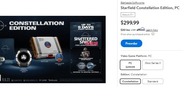 Starfield《星空》玩家收藏版,预购价$299 - 拔草哦
