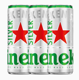 9.9元包邮！喜力星银330ml*3罐