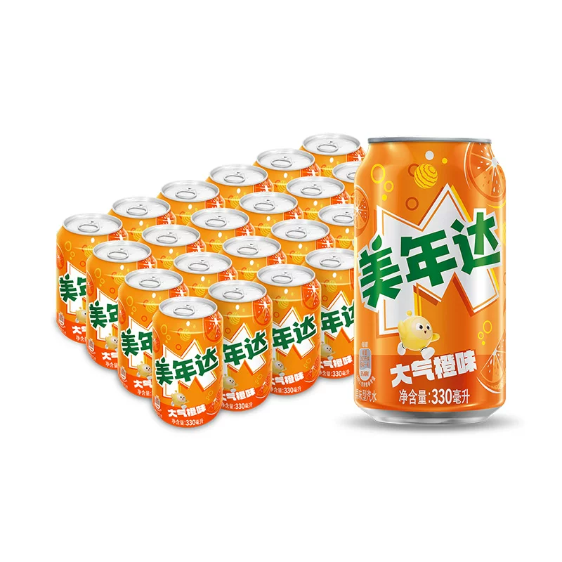 美年达橙味汽水碳酸饮料