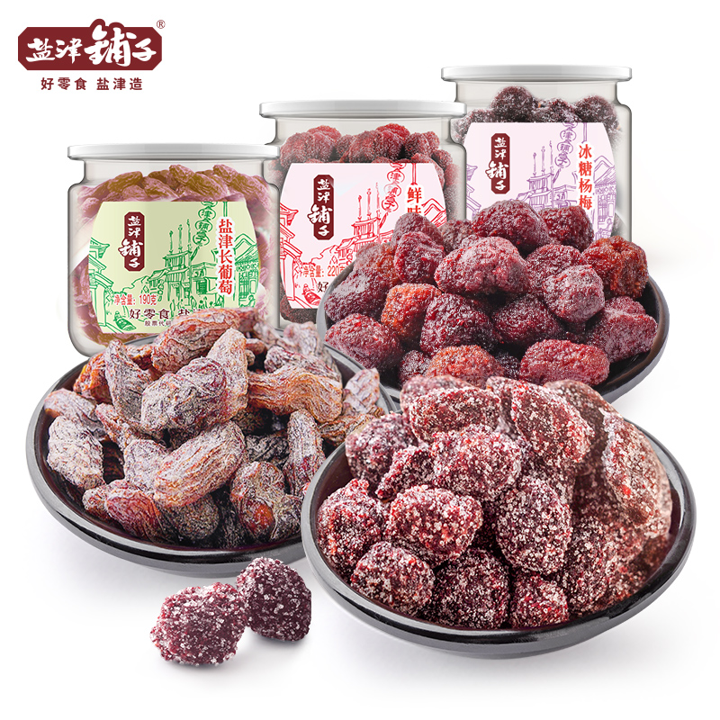盐津铺子蜜饯罐装休闲零食果干杨梅葡萄
