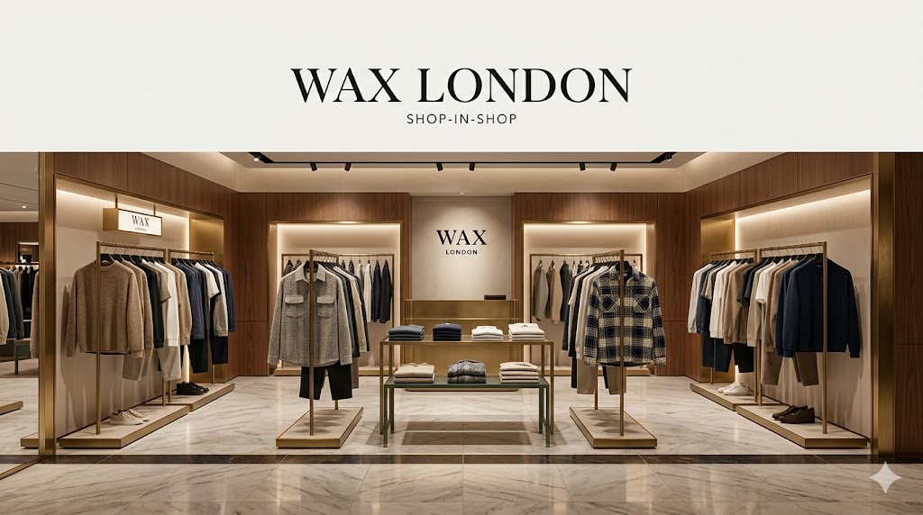 Wax London sustainable fashion display at Harrods pop-up