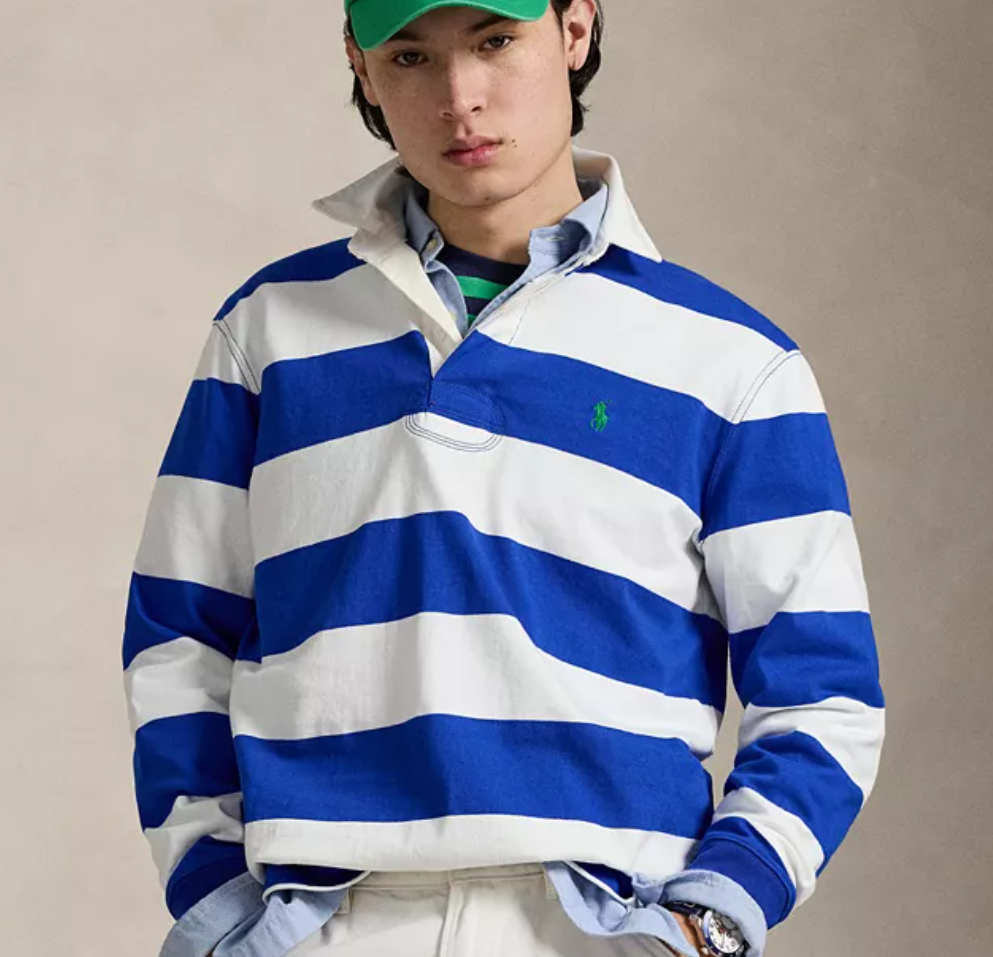 Polo Ralph Lauren 男士经典款横条纹polo长袖！