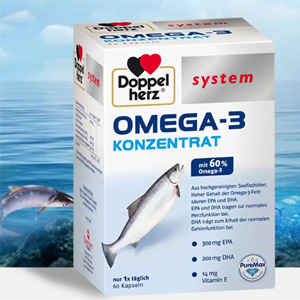 Doppelherz 双心 Omega-3高浓缩鱼油胶囊 60粒