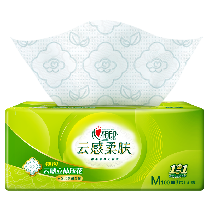【蜜蜂惊喜社】心相印M码抽纸3层90抽20包