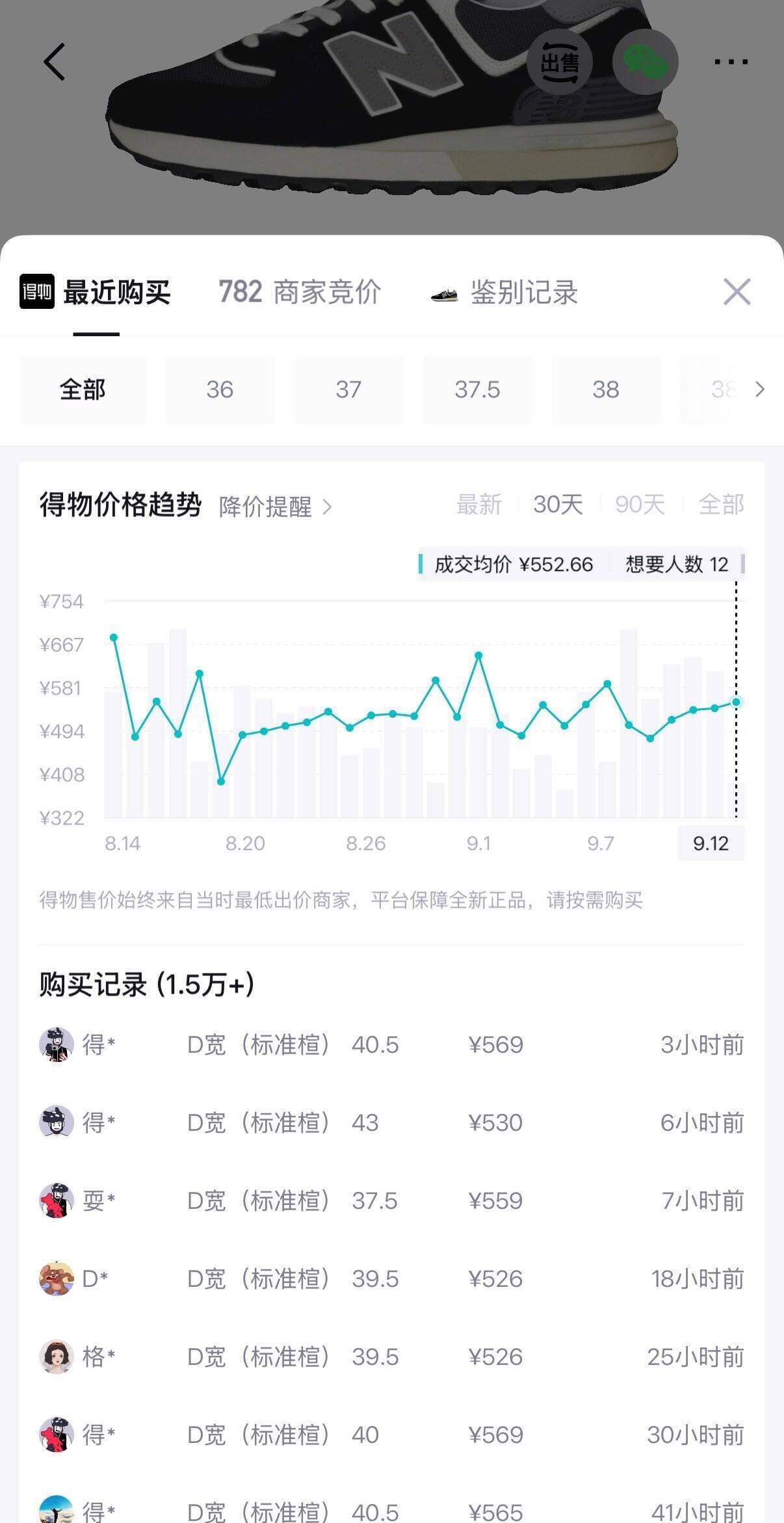 NB 574LGG1男鞋20点5折到手419元，得物价569元差价巨大可多拍