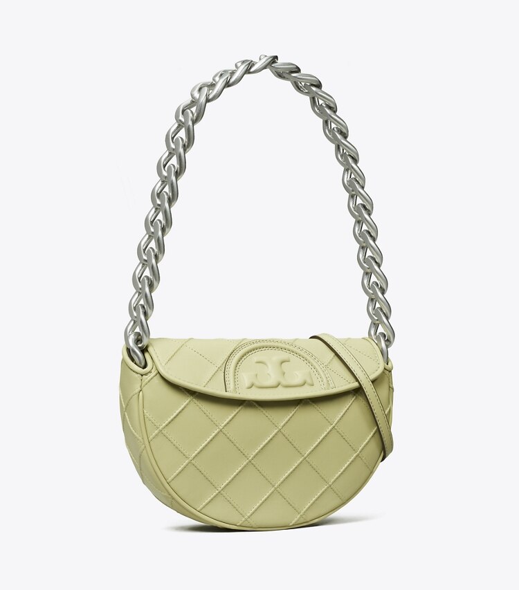 Tory Burch 汤丽柏琦Mini Fleming Crescent单肩包 Olive Sprig
