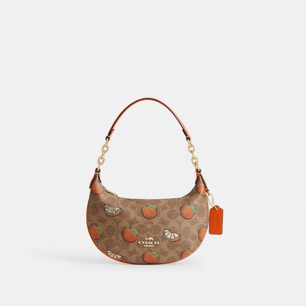 coach mini payton bag in signature canvas with orange print CBA78-IMTAM