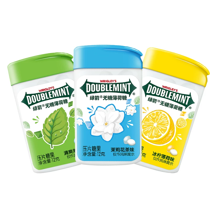 【23.8任选6件】绿箭薄荷糖无糖约20粒瓶装多口味便携装糖果零食