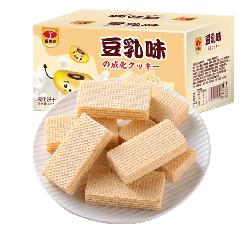 【JD旗舰】吉乡贝 日本风味豆乳威化饼干整箱300g 两箱*300g