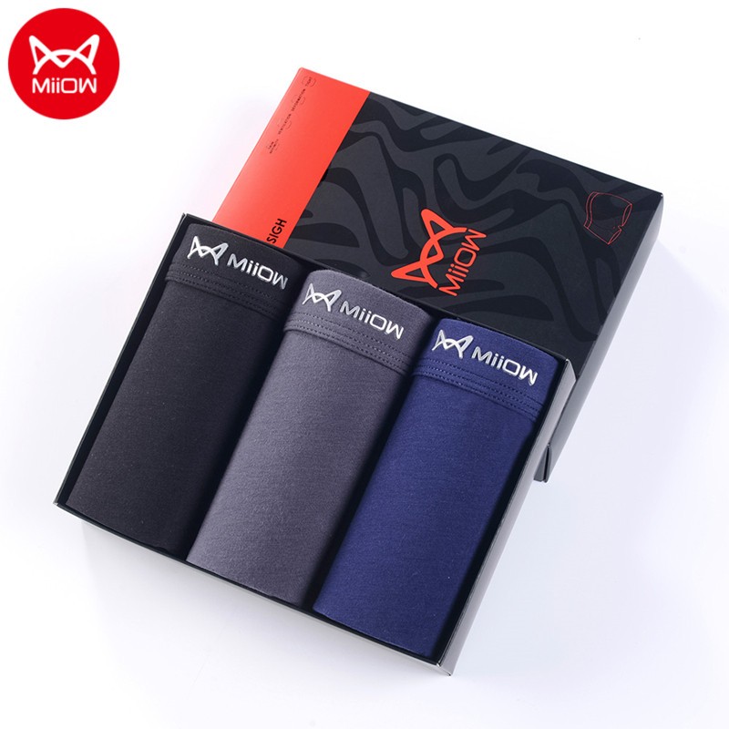 【L-6XL】猫人内裤男士3条装50S精梳棉石墨烯抑菌