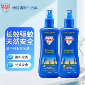 39.8元包邮！澳乐家 无香型驱蚊水175ml*2瓶