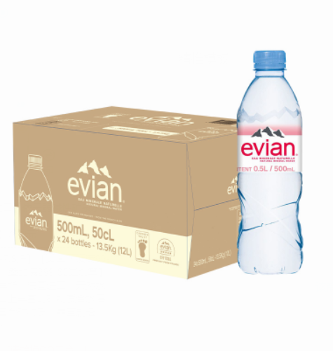 76.9元包邮！依云弱碱性矿泉水500ml*24瓶