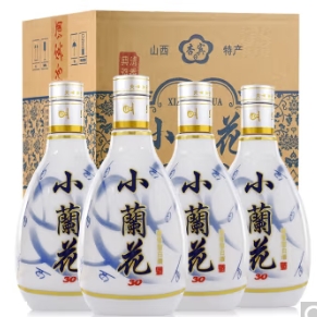 69元包邮！杏宾 山西杏花村汾酒产地 小兰花53度清香型 500ml*4瓶整箱