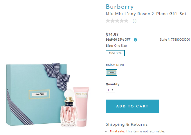 Miu Miu L Eau Rosee 粉色嬉游套装 香水100ml 护手霜75ml 65折 74 97 拔草哦