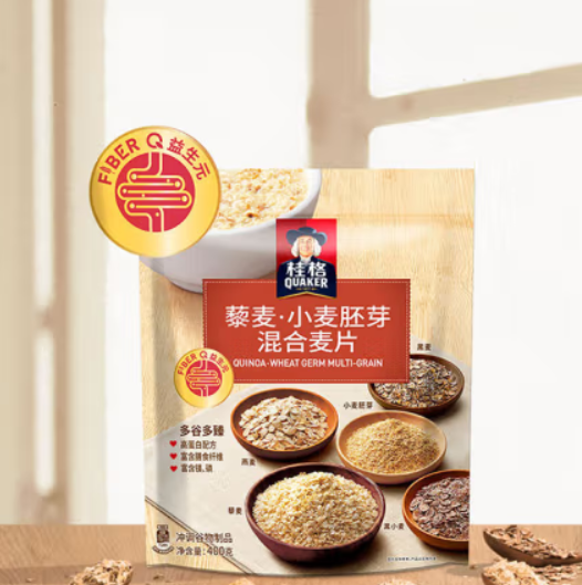 26.25元！桂格（QUAKER）藜麦小麦胚芽混合燕麦片 400克*3件+即食燕麦片600克